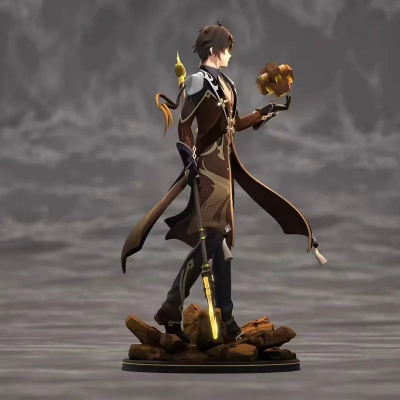26cm Genshin Impact Zhongli Standing Position Hold A Knife Game Gk Statue Boys Collection Desktop Decoration Ornament Toys Gifts