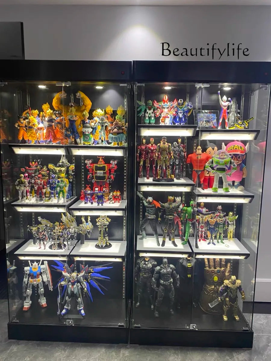 High-end figure display cabinet Household solid wood small Lego model trophy display cabinet