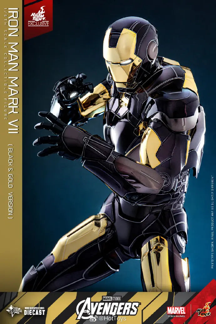 Original Hot Toys Iron Man Action Figure 1/6 Avengers Ironman MK7 BLACK & GOLD Figurine MARK VII HT MMS741-D61 Statue Toy Gift