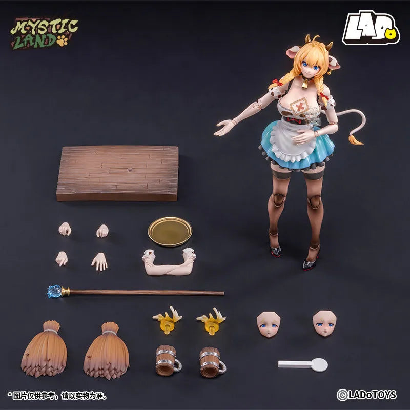 New Authentic Ladotoys Mystic Land Daisy Taurus Waitress Ver. (Beer Girl / Cow Pattern) 1/12 Scale Pre-Painted Articulated