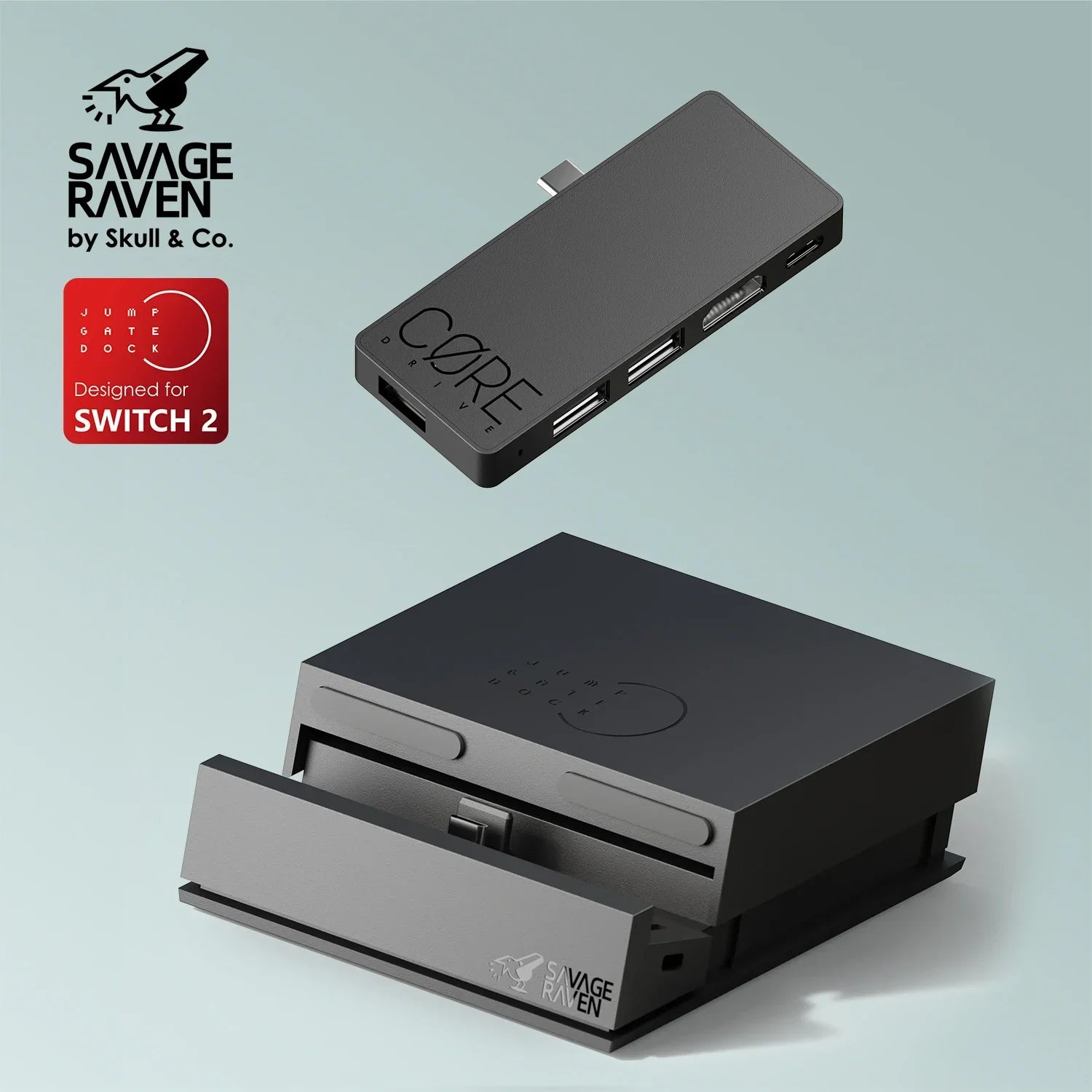 Savage Raven by Skull & Co. Jumpgate Dock USB C Hub Portable Stand Docking Station for Switch 2 and OLED Game Accessories