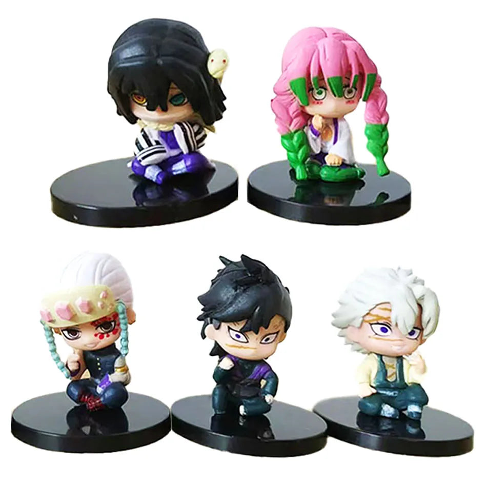 Q Posket Demon Slayer Figure Wholesale Mini Figurine 5Pcs 15Pcs Sets Kimetsu No Yaiba Small PVC Dolls Desktop Decoration Toys