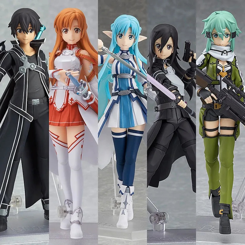 10cm SAO Progressive Scherzo of Deep Night Asuna Kirito Sinon Action Figure Set Movable Model Collectible Anime Toy