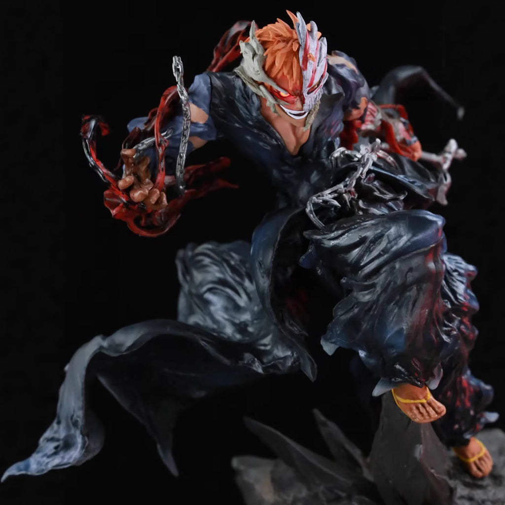 Bleach Anime Collectible Iron Curtain Ichigo Kurosaki Orange Hair Sword Man Statue Model Figure Desktop Decor Gift