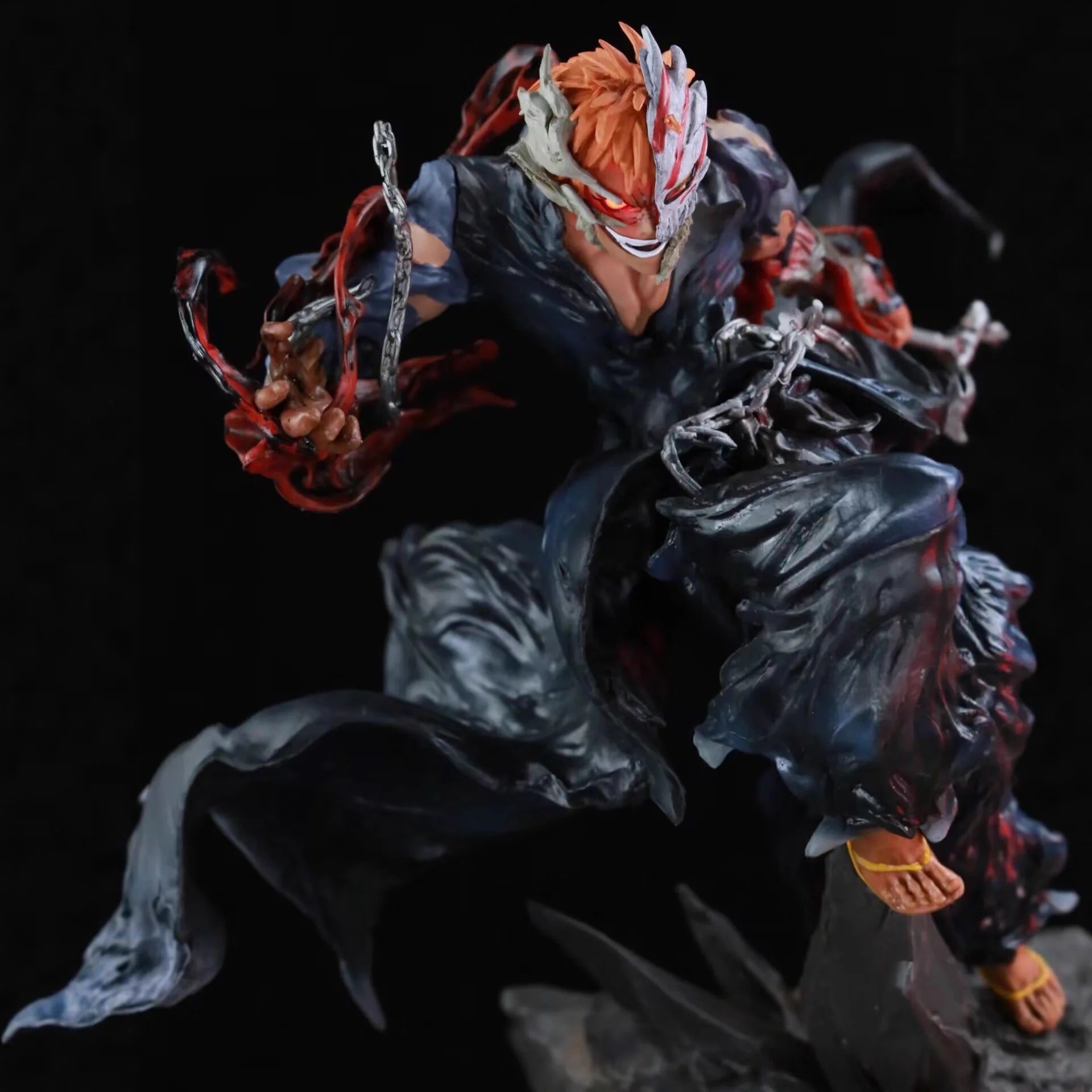 Bleach Anime Collectible Iron Curtain Ichigo Kurosaki Orange Hair Sword Man Statue Model Figure Desktop Decor Gift