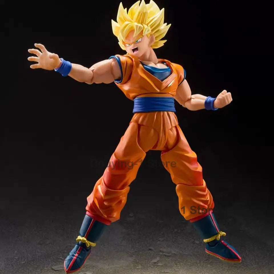 In Stock Bandai Original SHF Super Saiyan 3.0 Son Goku Prelude To The Decisive Battle Anime Action Figures Model Toy PVC Gift