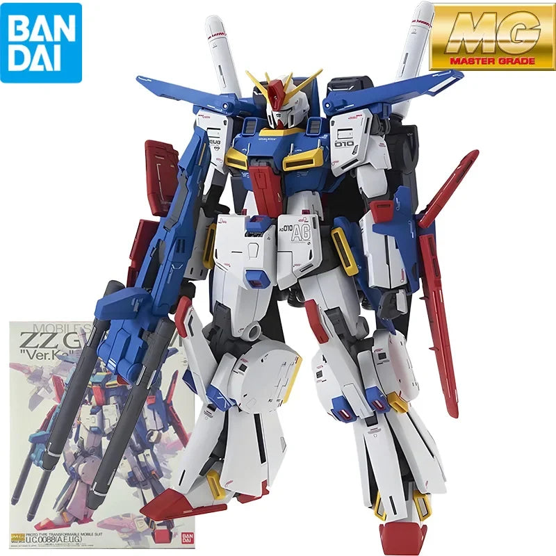 Bandai Original MG Master Grade Series MG196 MSZ-010 ZZ Gundam Ver.KA Anime Action Assembly Figures Model Toys Collectible Model