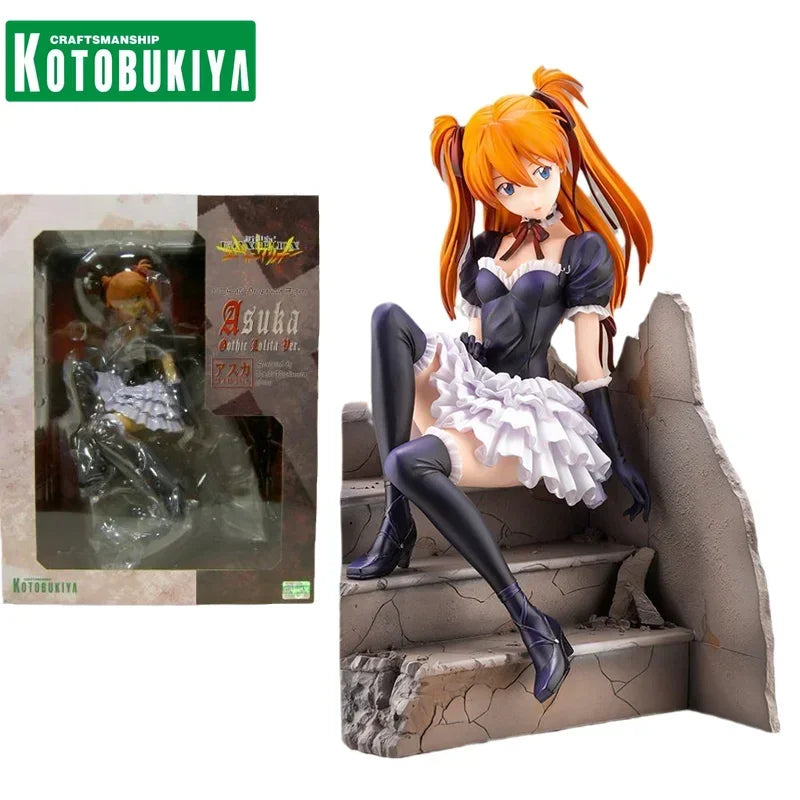 KOTOBUKIYA Original EVANGELION Anime Figure Asuka Langley Soryu Action Figure Goth Loli Dress Toys for Kids Gift Model Dolls