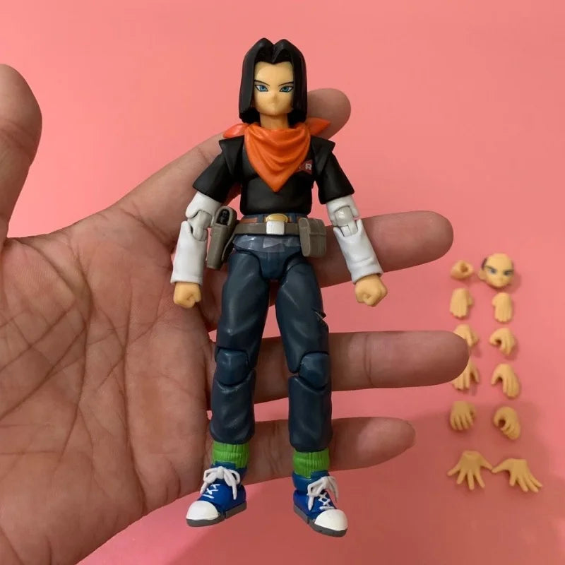 2pcs/Set Dragon Ball Super Poseable Dolls Shf Android 18 And 17 Twin Pack Model Bulk Cargo Ko Model No Box Collectibles Toys