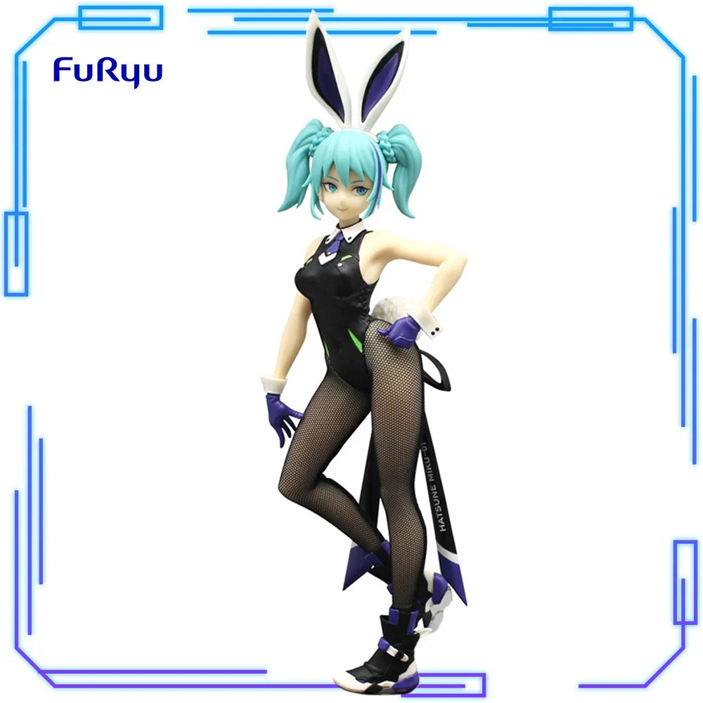 In Stock FuRyu Original Genuine  Piapro Characters Hatsune Miku BiCute Bunnies Figure Street Violet Color Ver. 30cm Model Toys