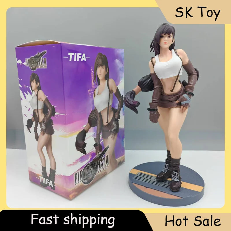 25cm FF VII Tifa Lockhart Action Figure Game Fantasy Figure Fighting Goddess Beautiful Girl Ornaments Room Decorations Gifts