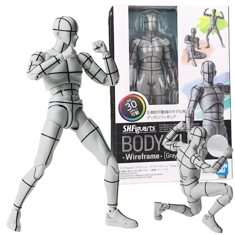 Bandai SHFiguarts B0DY-KUN Wireframe Gray Color Ver Sketch Draw Action Figure Artist Art Painting Drawing Mannequins Movable Toy
