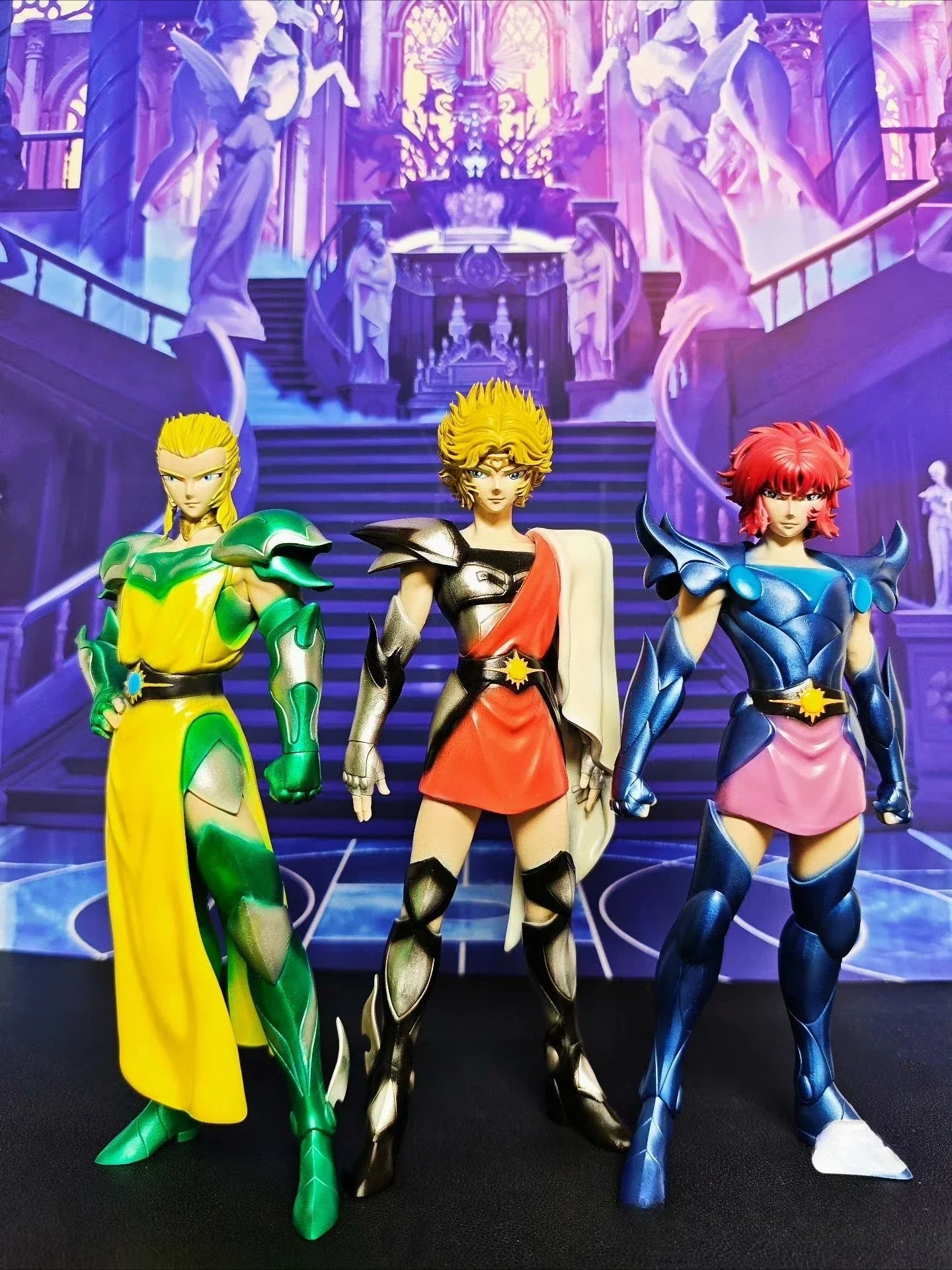 Rare Model Saint Seiya Abel and His Coronis Saints: Aldoras of Carina, Berenike of Coma Berenices, Jaoh of Lynx Statue Figures