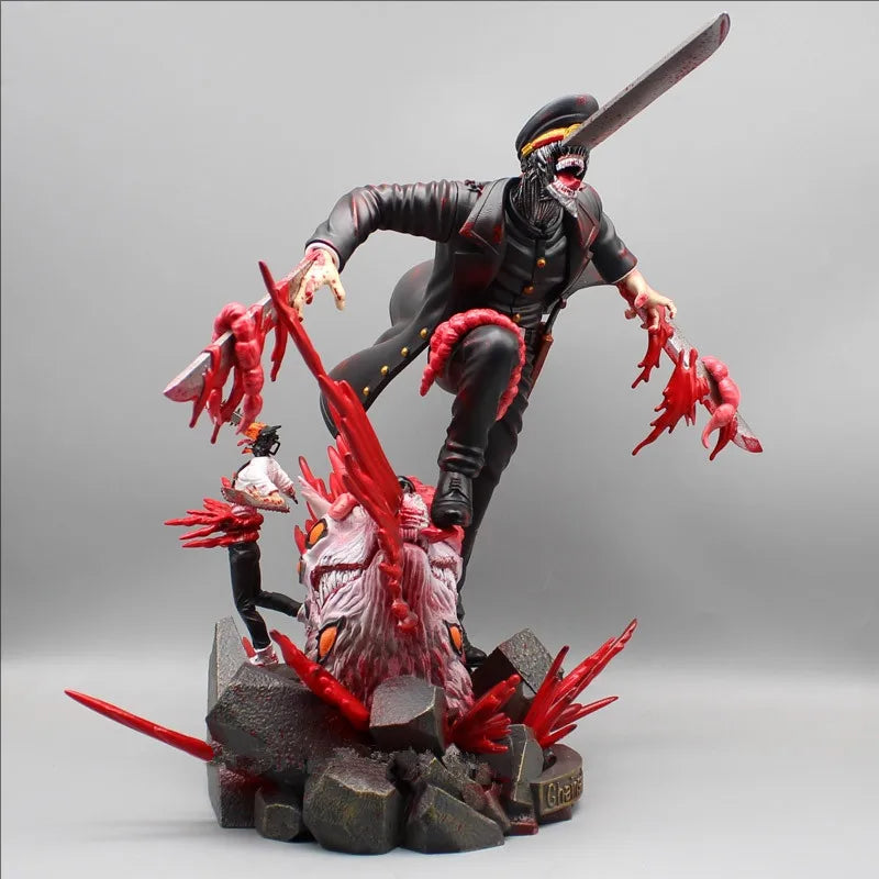 Anime Chainsaw Man Denji Figures VS Samurai Sword Action Figures 35cm PVC Figurine Model Collection Toys for Children Doll Gifts