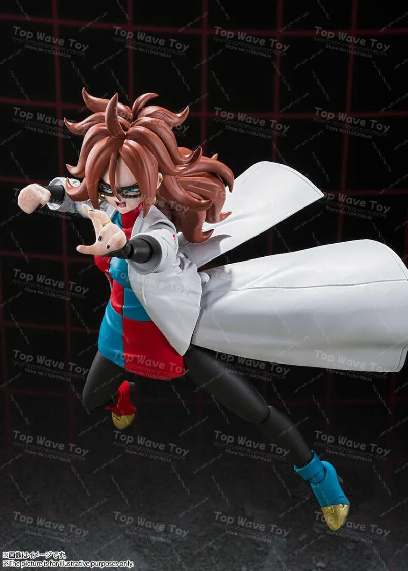 New Stock Bandai Genuine Figure Dragon Ball SHF Super Hero Android No.21 Lab Coat Anime Action Figure Toys Model Collection Gift