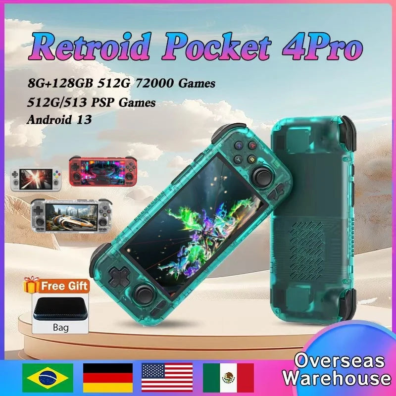 Retroid Pocket 4 Pro Handheld Video Game Console 4.7" 8G128GB WIFI6.0 RP4 Android 13 512g Console PSP PS2 Video Game Player Gift