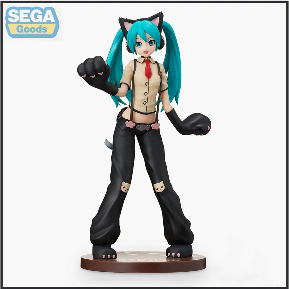 Original Anime Figure Sega Hatsune Miku: Project DIVA Arcade Future Tone" SPM Figure "Hatsune Miku - Kitty Cat Action Figurine