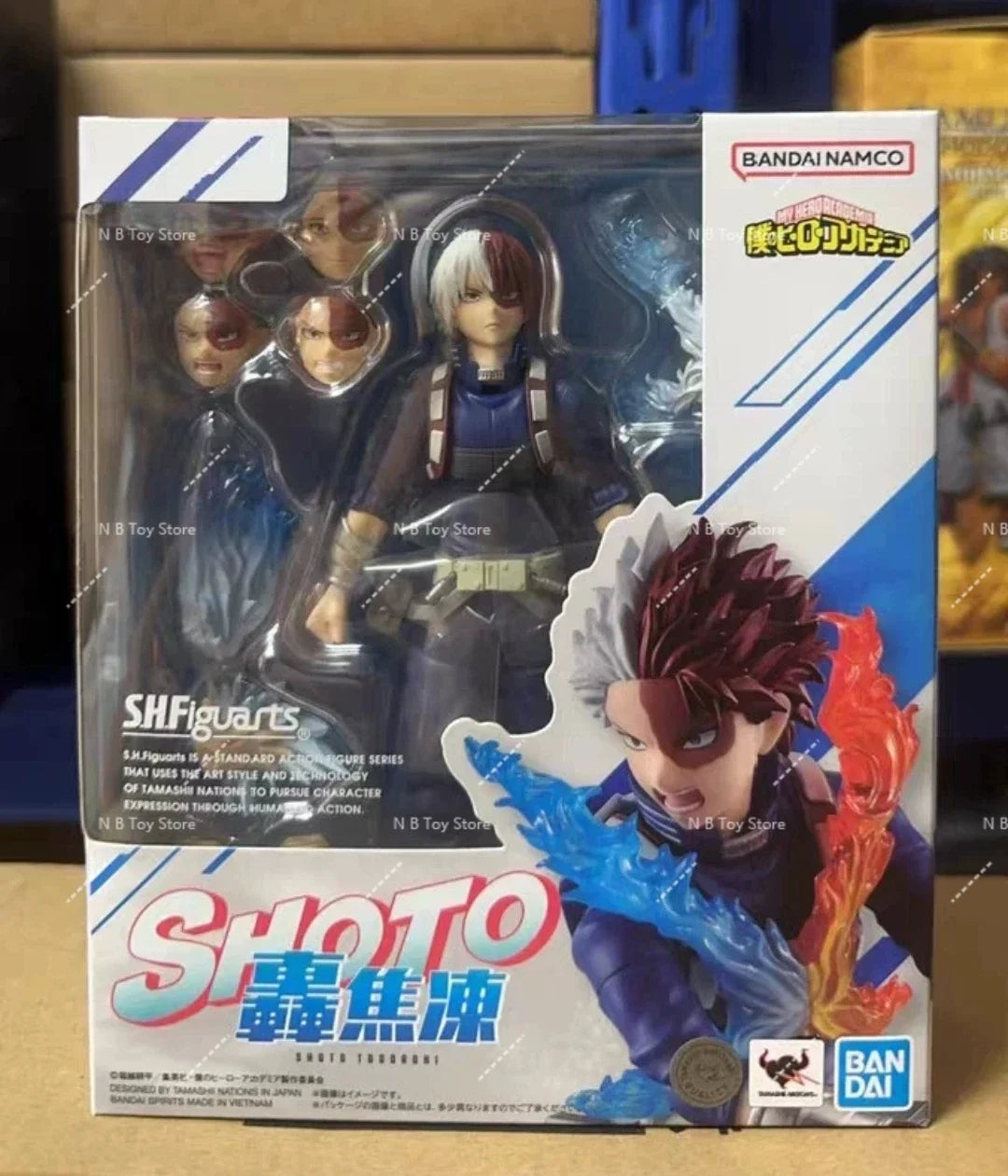 In Stock Bandai Original SHF My Hero Academia Shoto Todoroki Anime Action Figure Model Fighter Model Toy Gift for Kid