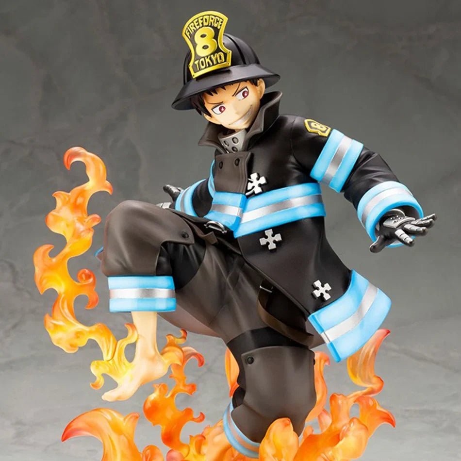 In Stock 16CM Shinra Kusakabe Figure Anime Fire Force Special Effect Blood Desktop Doll Golf Model Toy Gift Collection Ornaments