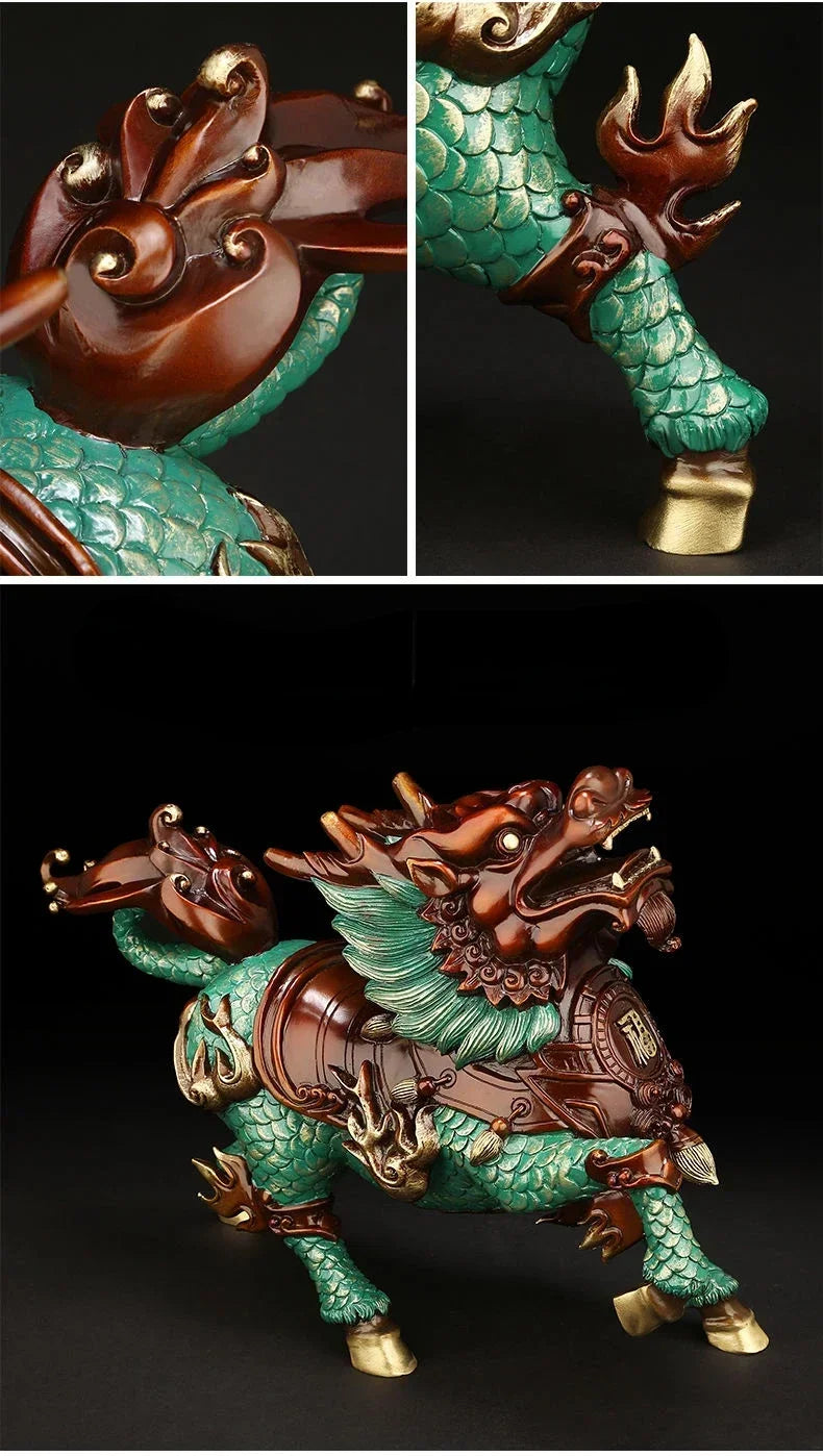Lucky Copper Animal Unicorn Ornaments Attract Wealth Living Room TV Cabinet Decor