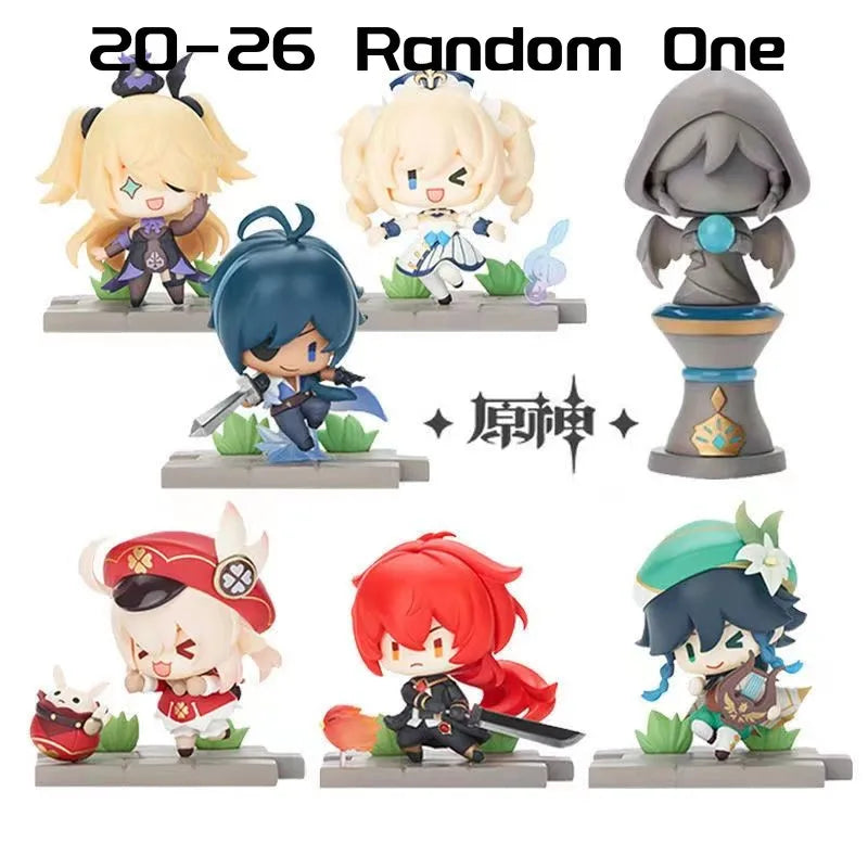 Anime Genshin Impact Kawaii Figure Paimon Amber Klee Kelly Action Figure Cute Game Figurine Model Kid Toys Children's Day Gifts