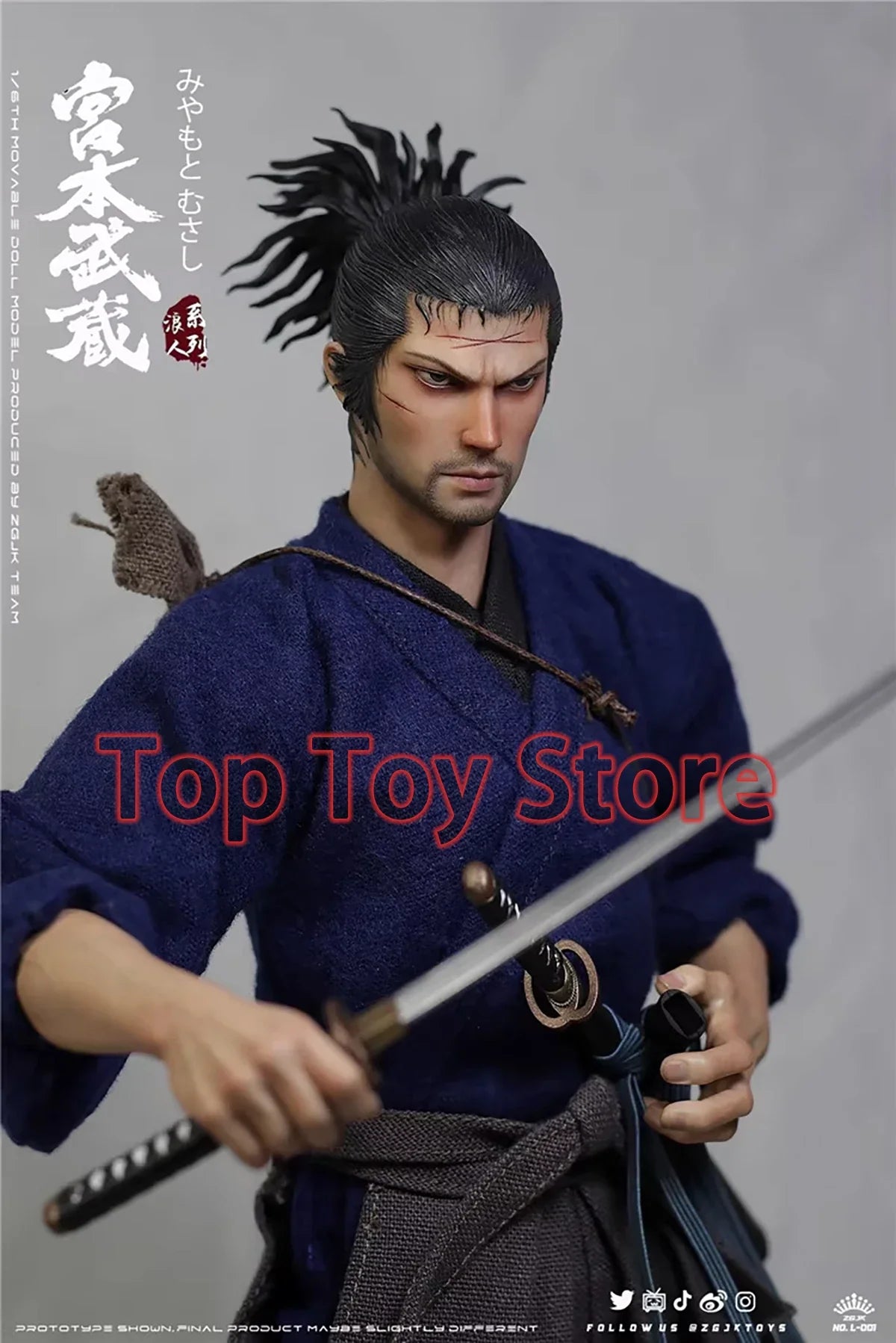 Zgjktoys L-001 1/6 Scale Male Soldier Martial Arts Japanese Samurai Miyamoto Musashi Full Set 12" Action Figure Model