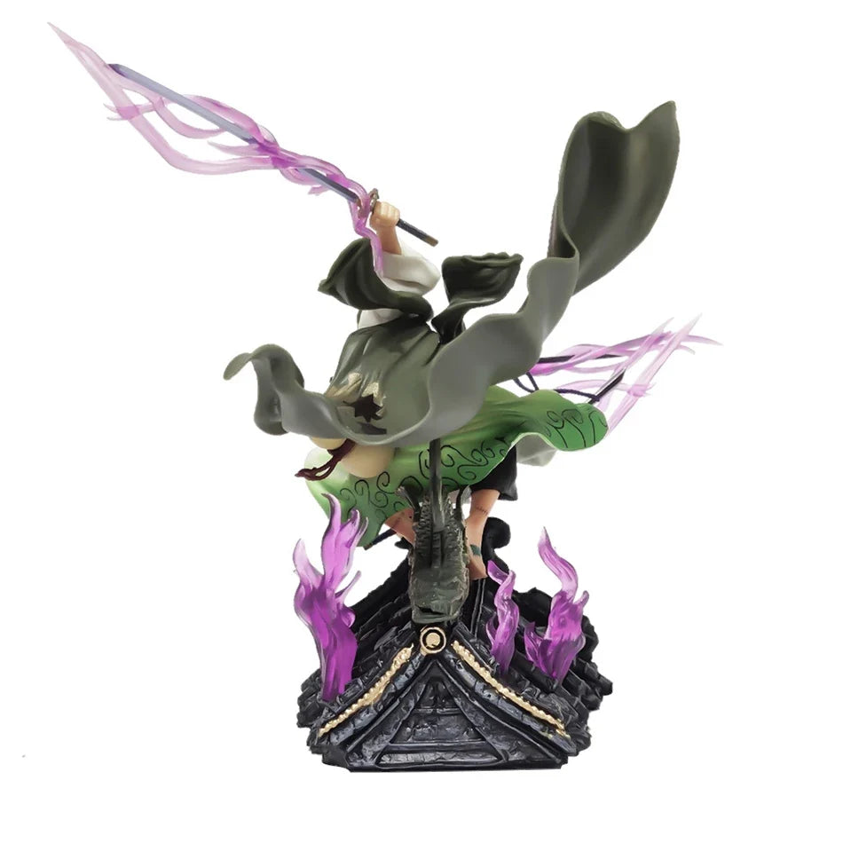 One Piece Figure 22cm Roronoa Zoro Roof Sauron Three-Knife Fighting Skill Anime Action Model Decorations PVC Toys Birthday Gifts