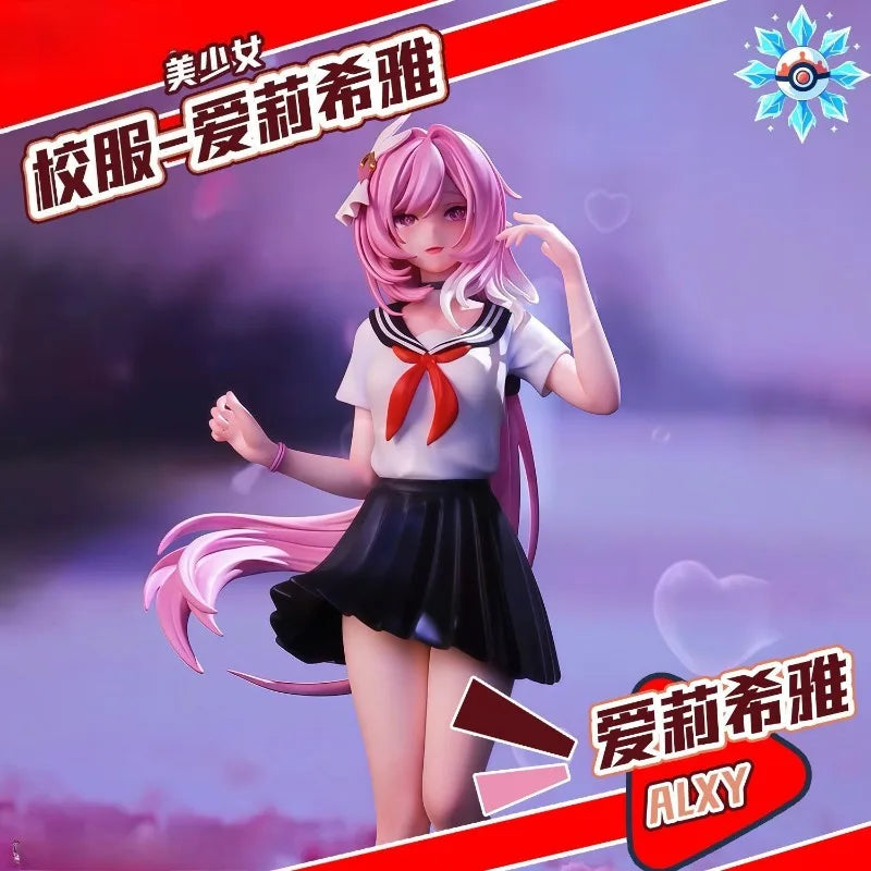 Elysia school uniform standing style cartoon character statue-pink sweetheart design, lovely collection model