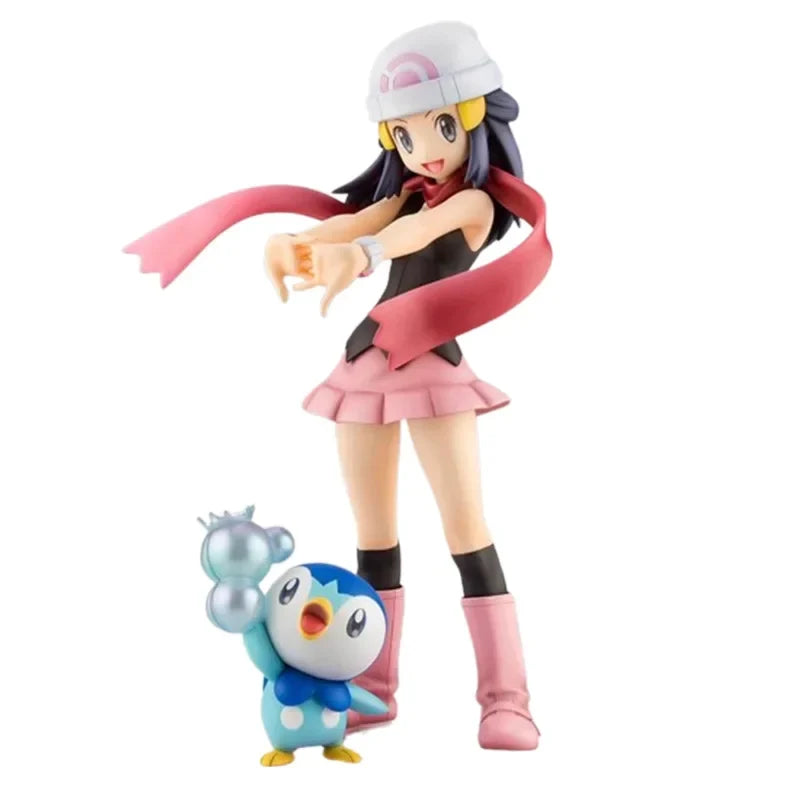 Original Artfx J Anime Pokemon Action Figure Dawn With Piplup Cute Figurine Collection Pvc Model Statue Kawaii Ornament Toy Gift