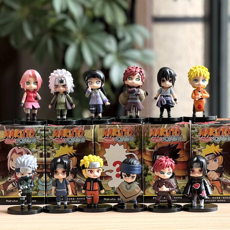 Naruto hand-made blind box, full set of Q version Naruto Sasuke Kakashi, I love Luo cartoon ornaments doll birthday gift anime