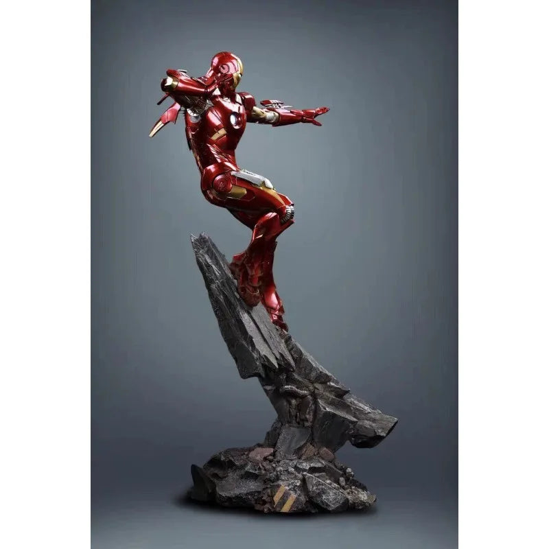 75cm Iron Man Figure MK7 Flying Posture Can Glow Anime Model High-end Resin  Desktop Ornament Decorations Children Toys Gifts