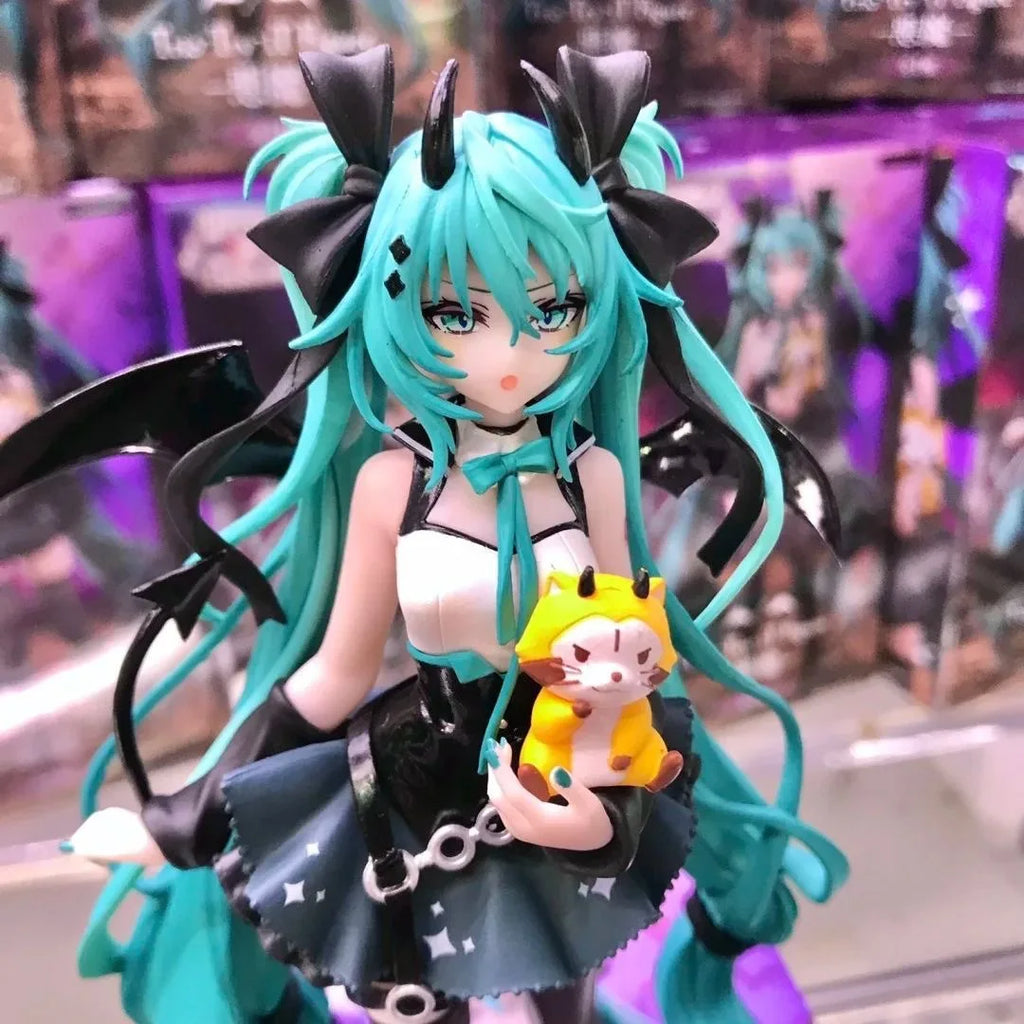 Anime Hatsune Miku 19CM Little devil raccoon Kawaii Action Figure PVC Doll Model Toys Desktop Decoration Holiday Gifts In Stock