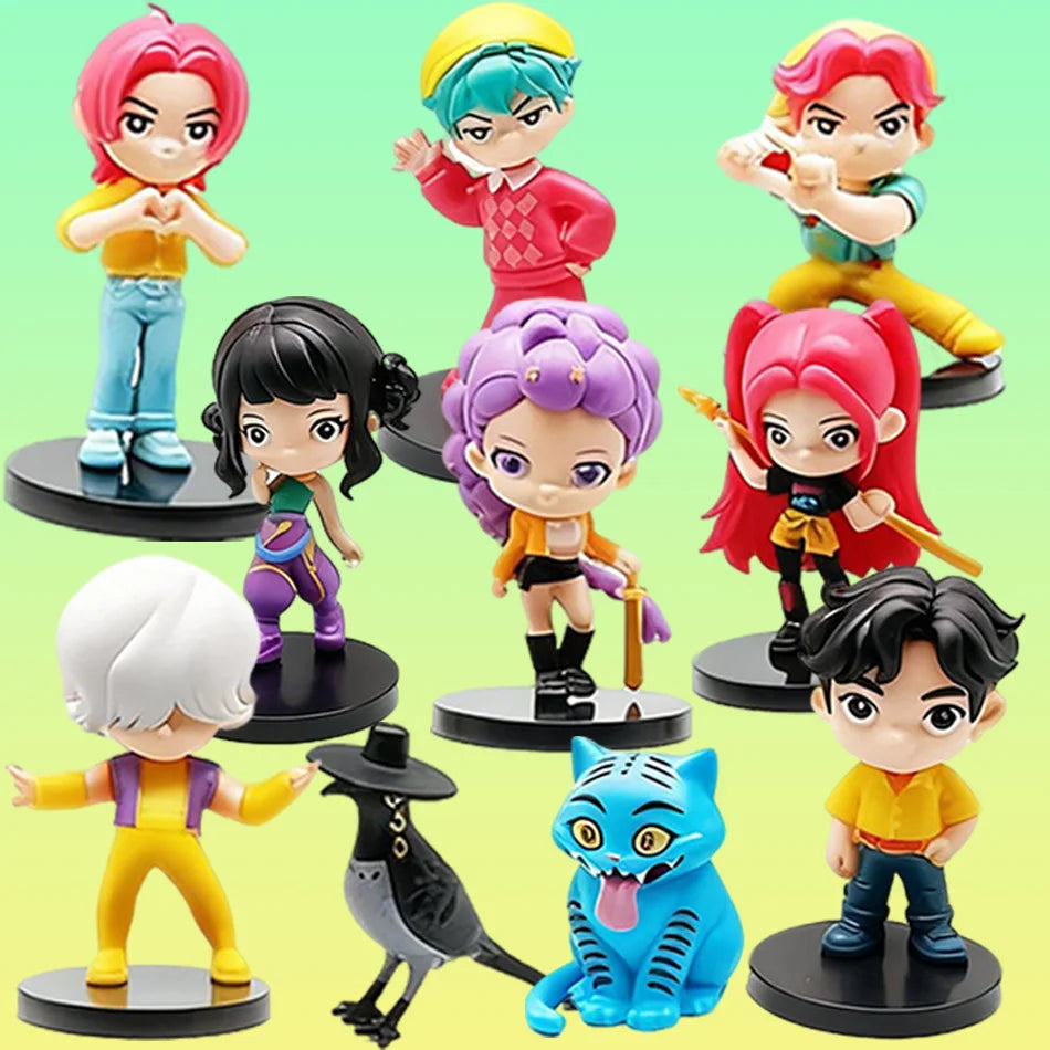 Hot 10pcs/Set Q Version Demon Hunters Action Figure PVC Toy Derpys Rumi Mira Zoey Sussy Figurine Doll For Fans Gift Childen Gift