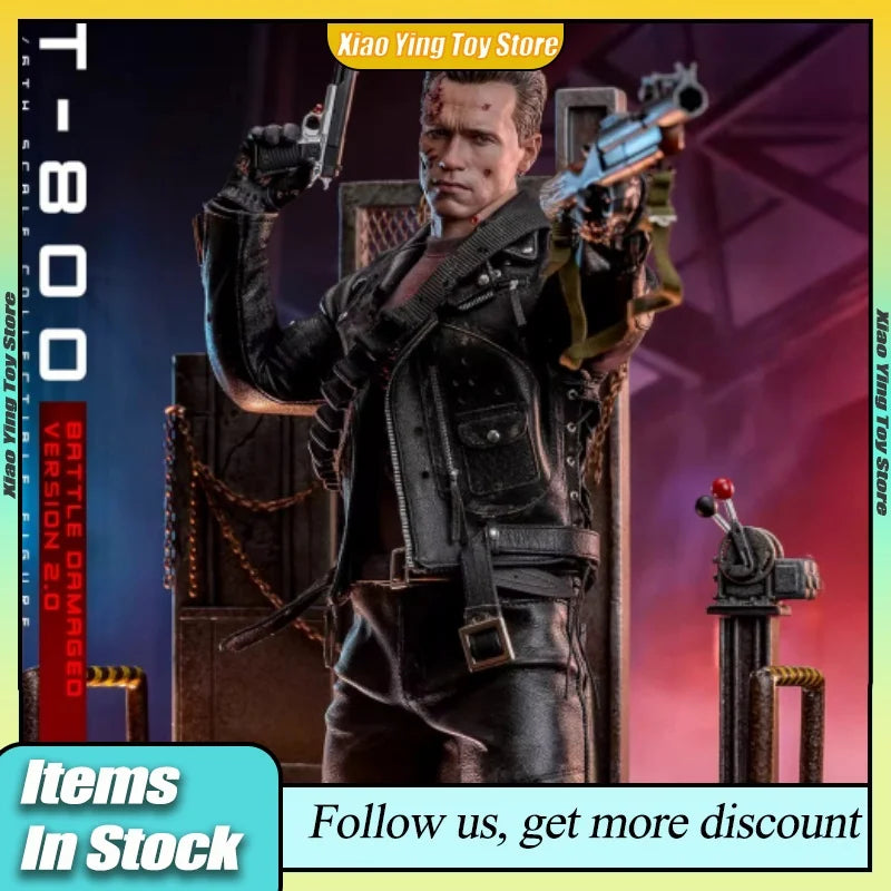 Ht 1/6 Dx46 Terminator 2: Judgment Day T-800 Battle Damage Action Figure Movie Peripheral Movable Collection Toy Decoration Gift