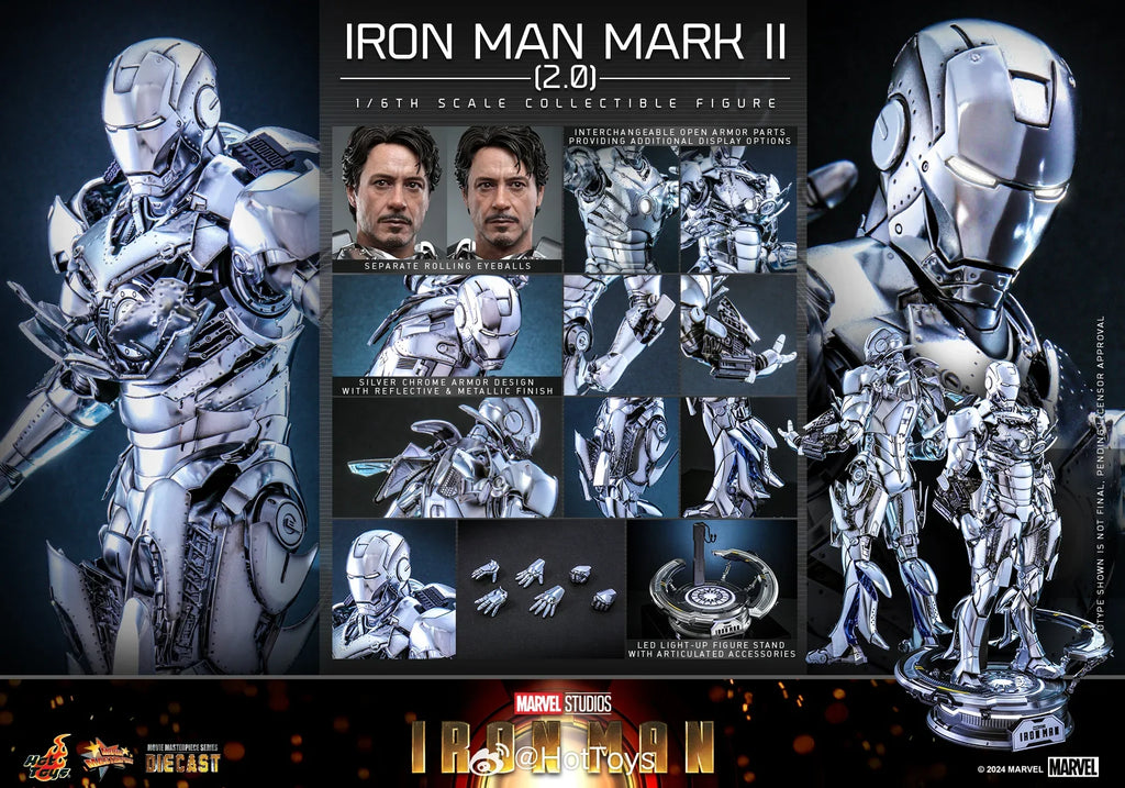 Genuine Hottoys Marvel Ht Figure 1/6 Mms733 Iron Man Mk2 2.0 Mark2 Die Cast Action Figurine Collection Model Customized Doll Toy