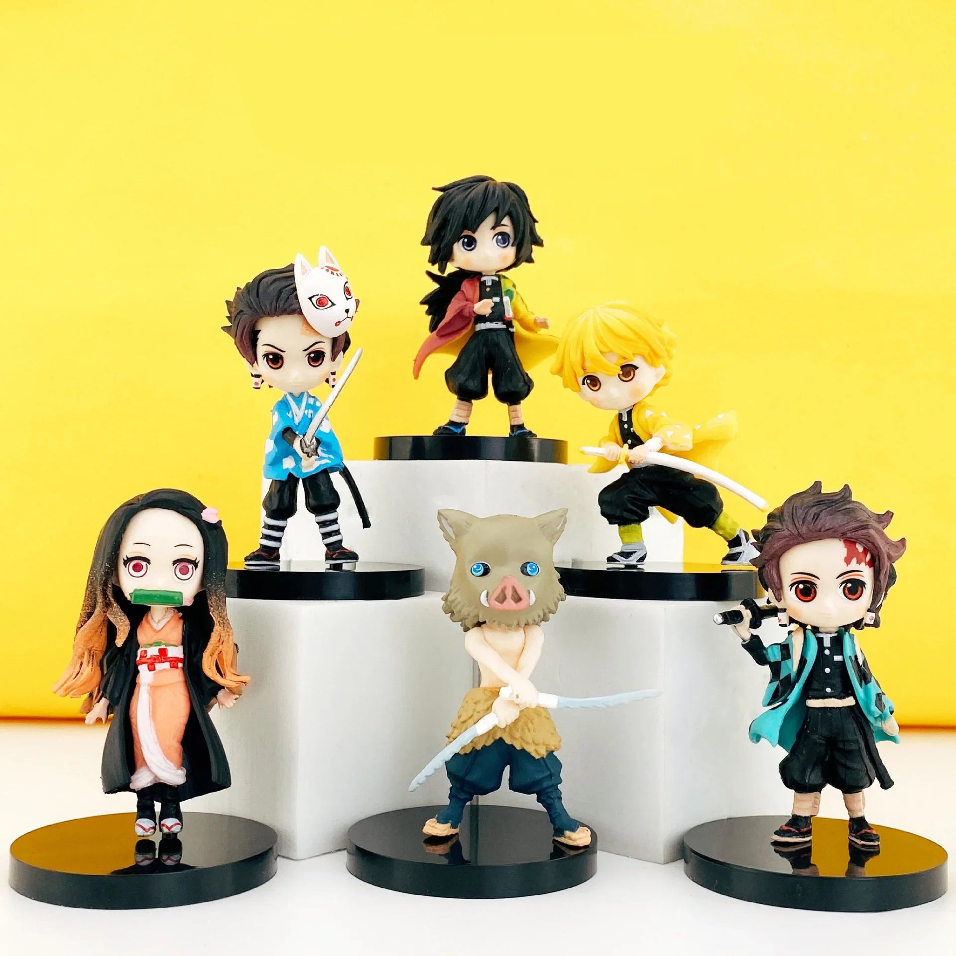 Anime 6Pcs/set Demon Slayer Figure Kimetsu No Yaiba PVC Q Posket Kamado Tanjirou Kamado Nezuko Agatsuma Kids In Stock Toys Gift