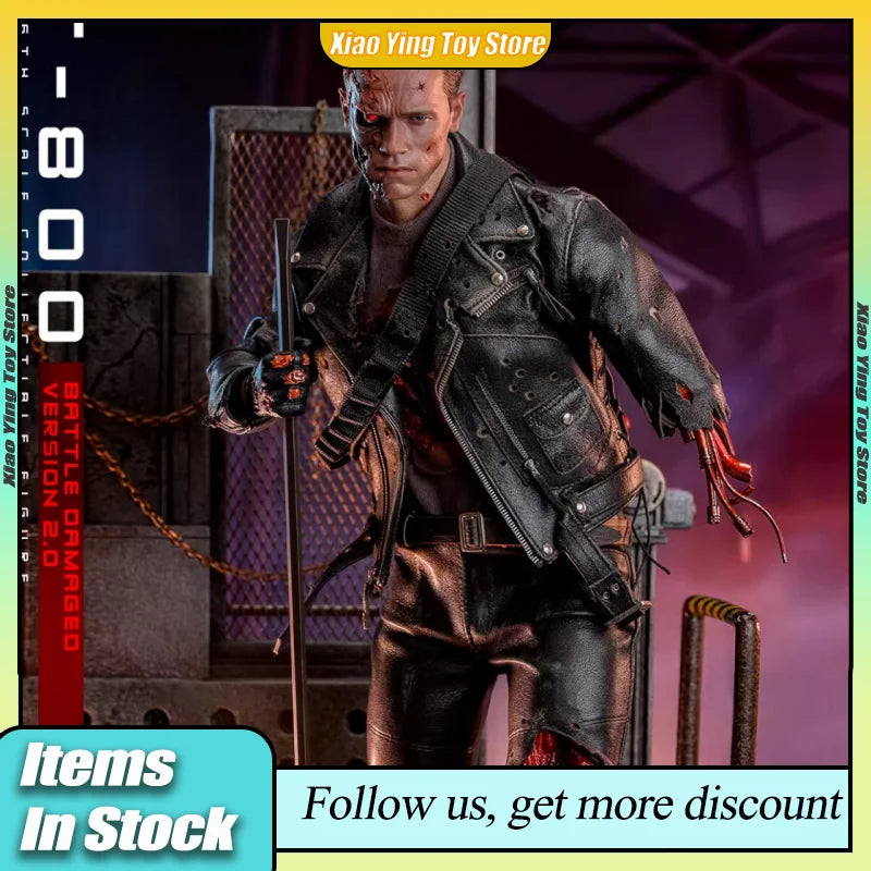 Ht 1/6 Dx46 Terminator 2: Judgment Day T-800 Battle Damage Action Figure Movie Peripheral Movable Collection Toy Decoration Gift