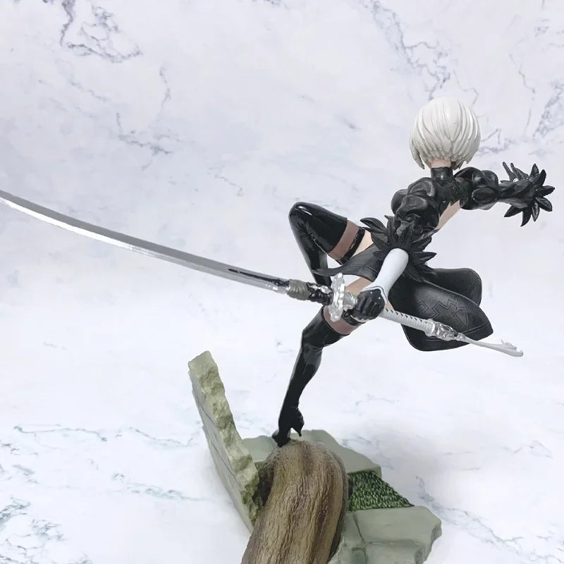 24cm Nier: Automata 2b Combat Posture Collectible Pvc Figure Mechanical Lifeform Statue Desktop Decoration For Gamer Anime Model