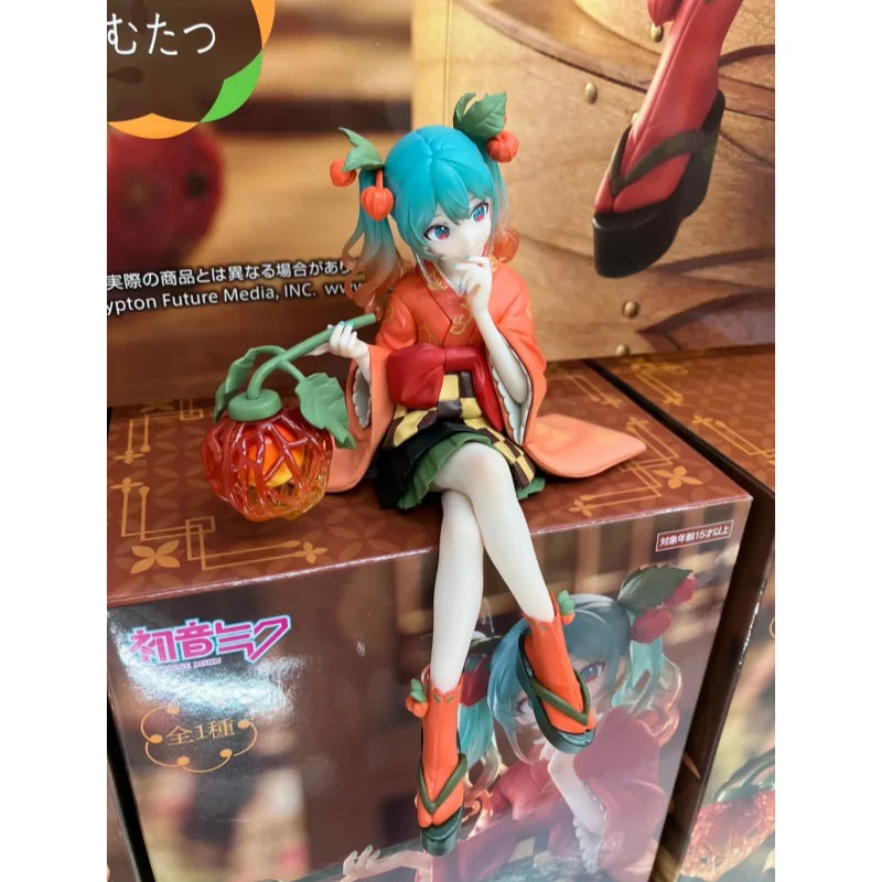 New Original Furyu Cartoon Hatsune Miku Noodle Stopper Figure -Flower Fairy Winter Cherry Pvc Model Collection Doll Toys Gift