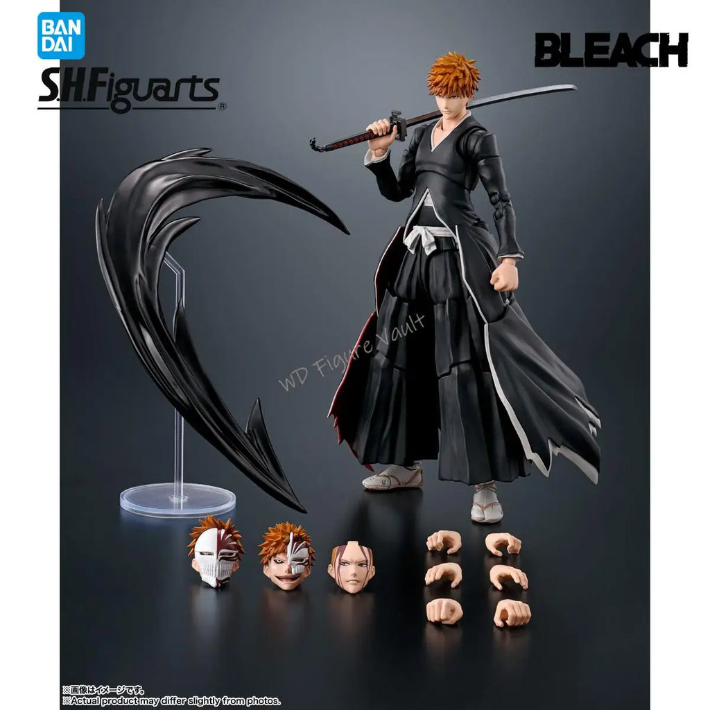 In stock Bandai  S.H.Figuarts Ichigo Kurosaki - Getsuga Tensho 15.5CM PVC Figure Highly Detailed Collectible Model Toy Gift