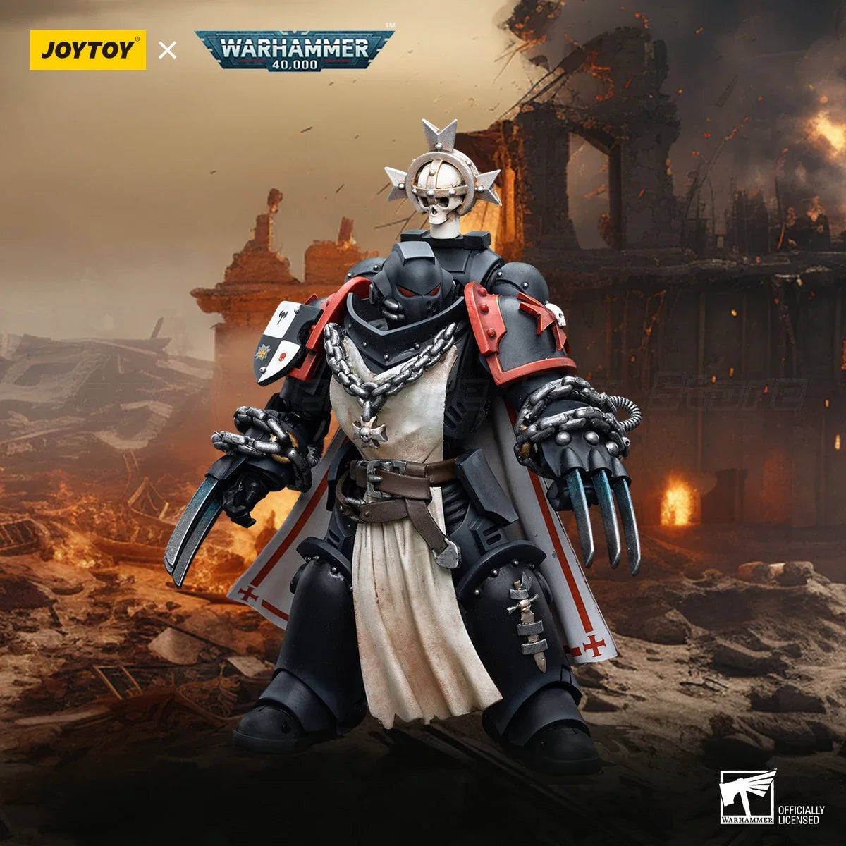 【In Stock】JOYTOY Warhammer 40K Black Templars Primaris Sword Brethren Alberic 1/18 Action Figure