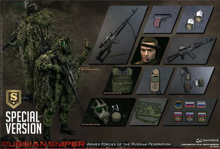 Damtoys Dam 78078S 1/6 Russian Federal Armed Forces Sniper Army Military Jungle Man Sniper 12" Action Figure Collection Gift