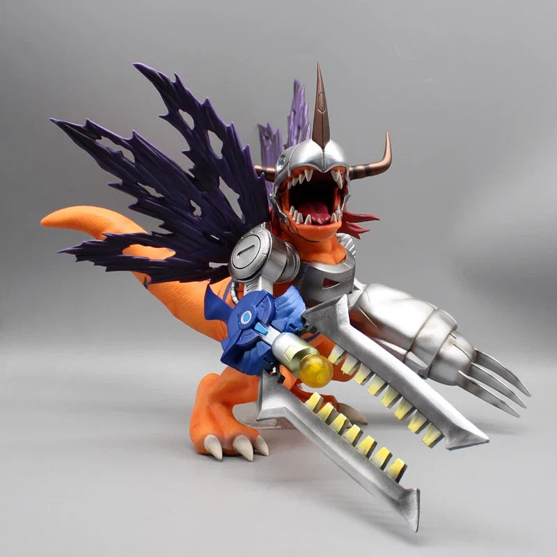 27cm Digimon Adventure Gold Metal Greymon Anime Figure Model Statue Boys Collection Model Desktop Decoration Ornament Toys Gifts