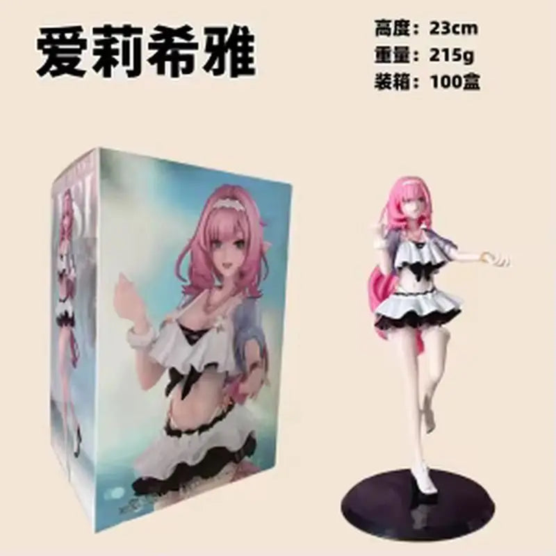 22cm Anime Game Honkai Impact 3rd Elysia Figure Gift+ 1/8 Summer Miss Elf Ver Desktop Standing Model Toy Doll Aciton Figure Pvc