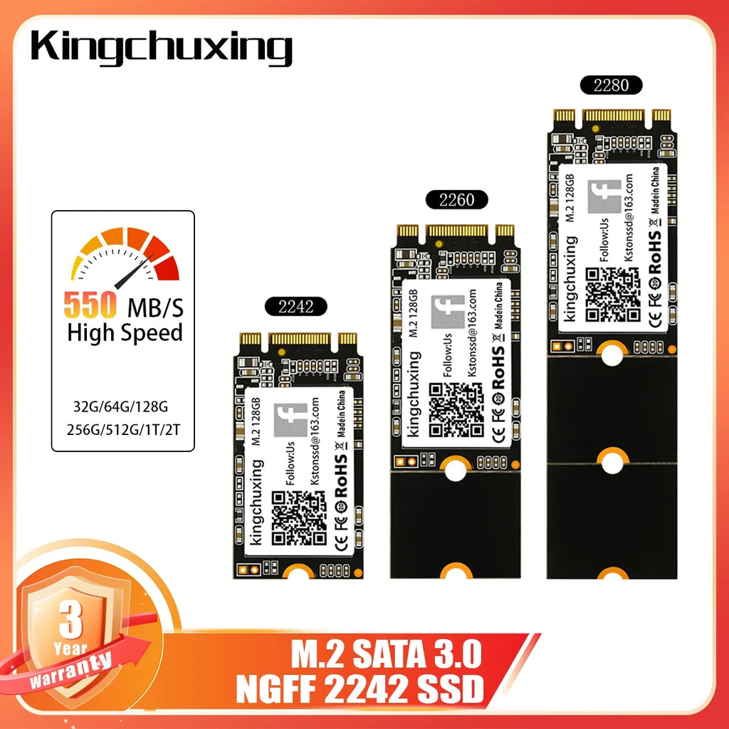 Kingchuxing M.2 NGFF SSD 2280 2260 2242 1TB  512GB 256GB 128GB SATA Solid State Drive Lot
