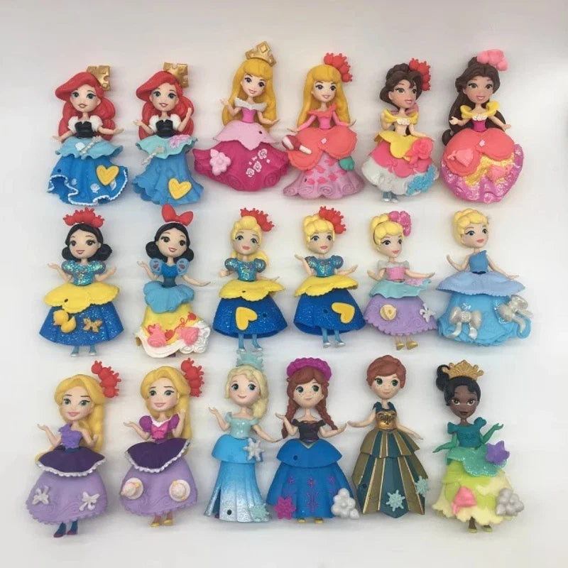 Ariel Tiana Rapunzel Aurora Mini Dress Up Dolls Can Be Dressed Up Q Version of The Cartoon Peripheral Model Children's Toys