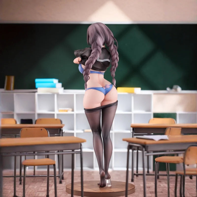 Pre-Sale 28cm Dylan Uya The Glasses Girl Who Doesn't Want To Take PE Class Version Anime Figure Black Silk Model Trendy Toy Gift