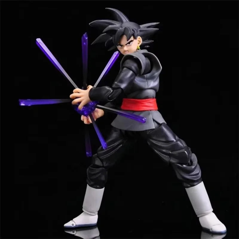 New 14cm Anime Dragon Ball Black Goku Zamasu Action Figure  Super Saiyan Movie Version Dbz Model With Multiple Accessories Toys