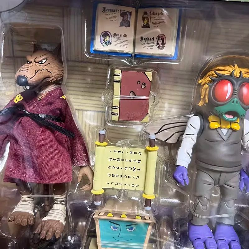 NECA TMNT Figure Splinter and Baxter Action Figuras 1987 Comic Teenage Mutant Ninja Turtle Figuirne Anime 7-Inch Model Original