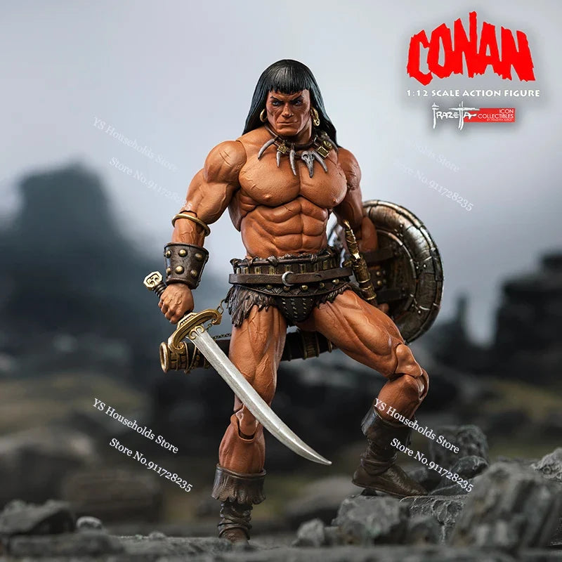 Frazettagirl 1/12 Collectible Destroyer Conan Warrior Action Figure Different Helmet Sword Model Design 6" Full Set Male Soldier